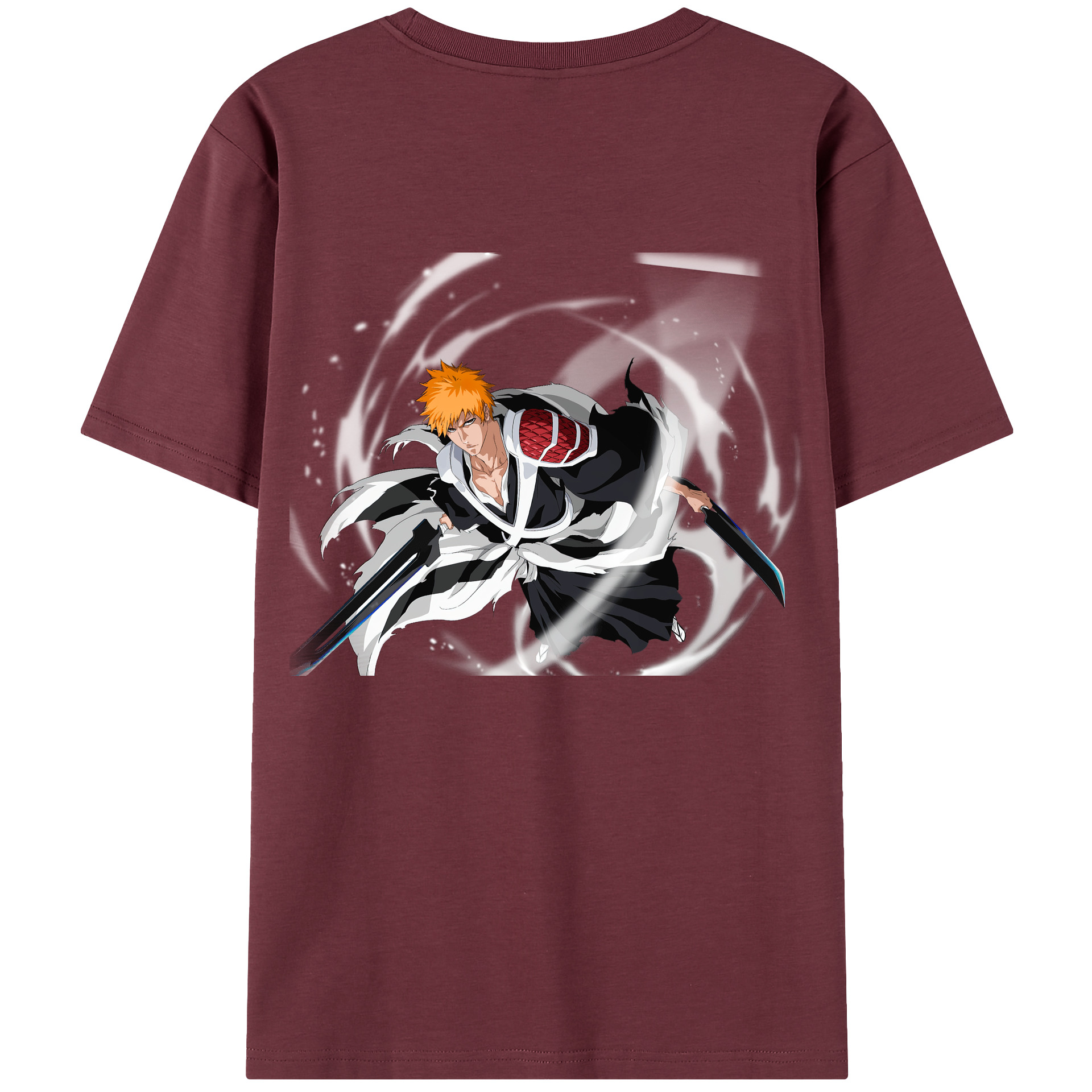 （画像用） ブリーチ 黒崎一護（くろさき いちご）BLEACH Kurosaki Ichigo 綿100％半袖Tシャツ（背面プリント）